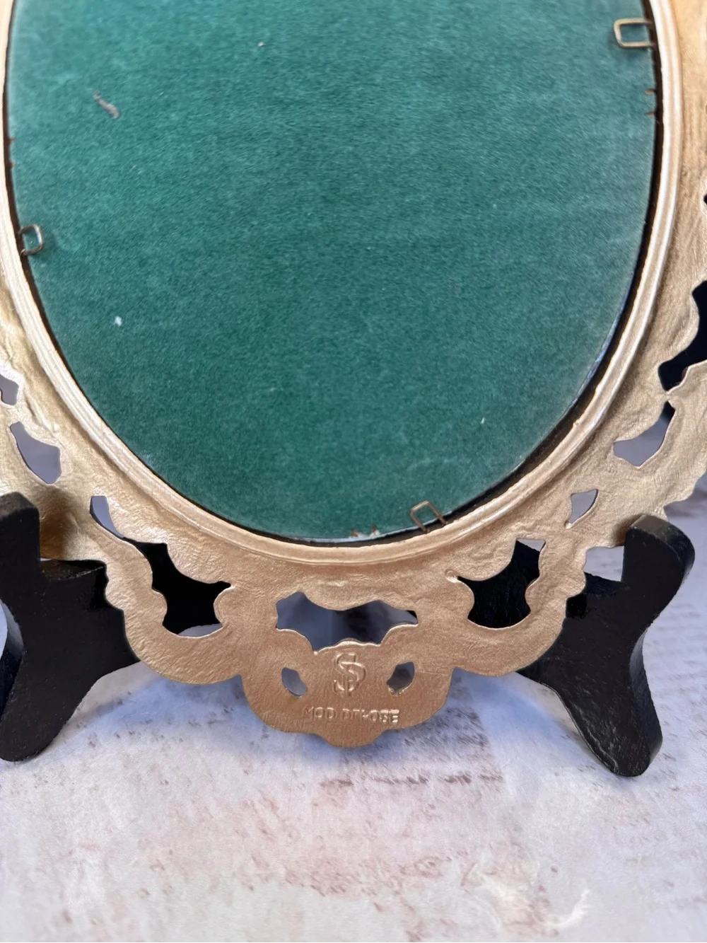 Vintage Pinky & Blue Boy Convex Print Pair Ornate Gold Tone Resin Frames